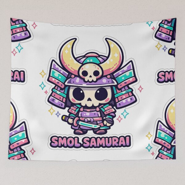 Item preview, Smol Samurai Kawaii Skeleton Warrior Pastel Armor Sticker designed and sold by Ecocrushstudio.