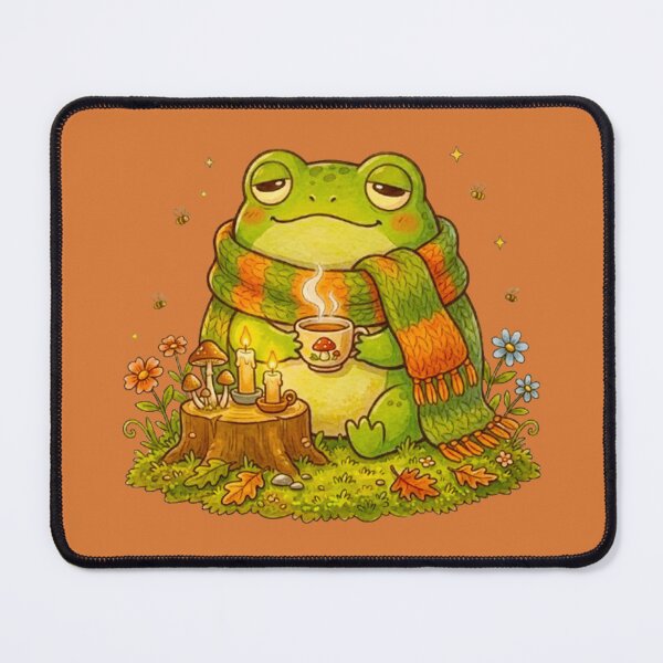 Item preview, Cozy Frog Sipping Tea - Cute Autumn Aesthetic Frog Sticker Art designed and sold by MT-Hub | Art for Every Soul.