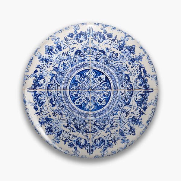 Item preview, French Porcelain Royal Delft Blue Portuguese Inspired Pattern designed and sold by GrinGalore.
