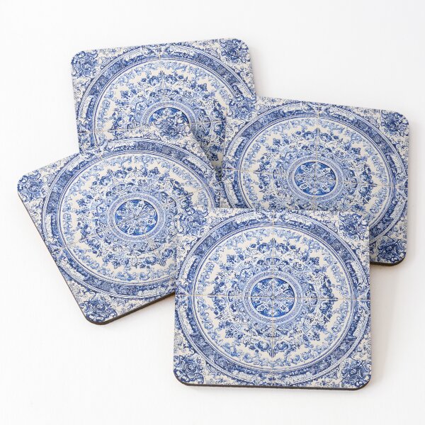 Item preview, French Porcelain Royal Delft Blue Portuguese Inspired Pattern designed and sold by GrinGalore.