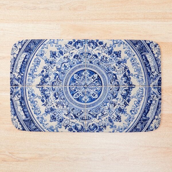 Item preview, French Porcelain Royal Delft Blue Portuguese Inspired Pattern designed and sold by GrinGalore.