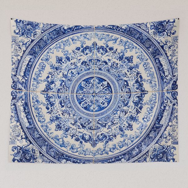 Item preview, French Porcelain Royal Delft Blue Portuguese Inspired Pattern designed and sold by GrinGalore.