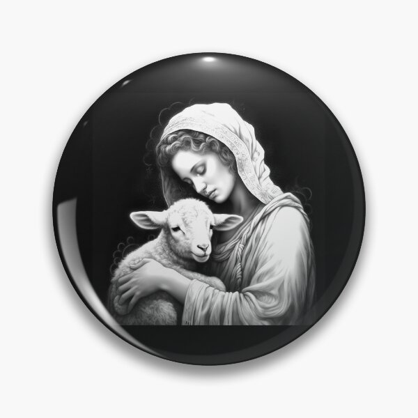 Item preview, Black and White Woman Holding Lamb Faith Art designed and sold by inkoutninja.