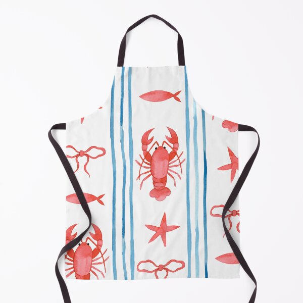 Item preview, Watercolor Coastal Lobster and Nautical Stripe Pattern designed and sold by JackedUpArt.