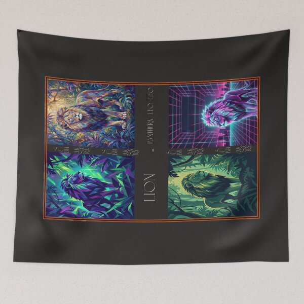 Item preview, Retro 80s Neon Glowing Lion & Jungle Wildlife designed and sold by SubhAksara.