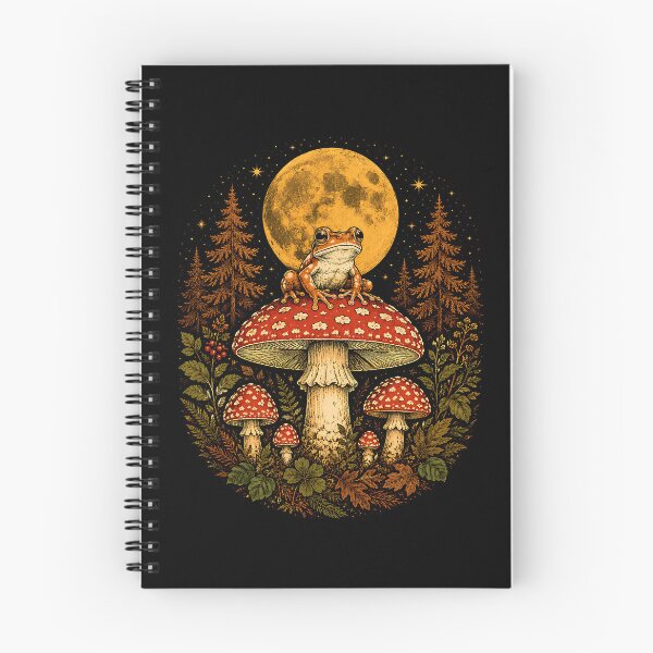 Item preview, Moonlit Forest With Frog And Mushrooms designed and sold by Funny Vintage Stickers And T-Shirts.