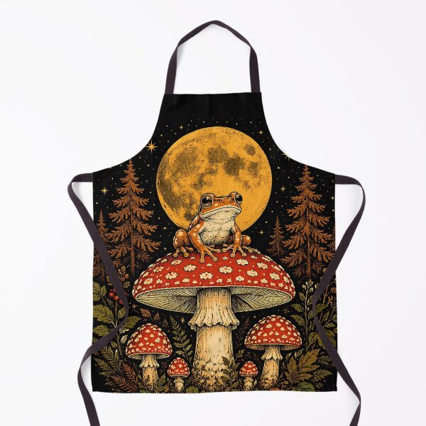Item preview, Moonlit Forest With Frog And Mushrooms designed and sold by Funny Vintage Stickers And T-Shirts.