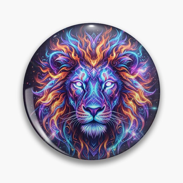 Item preview, Neon Fantasy Lion Artwork with Colorful Glowing Mane designed and sold by Marcu Ioachim.