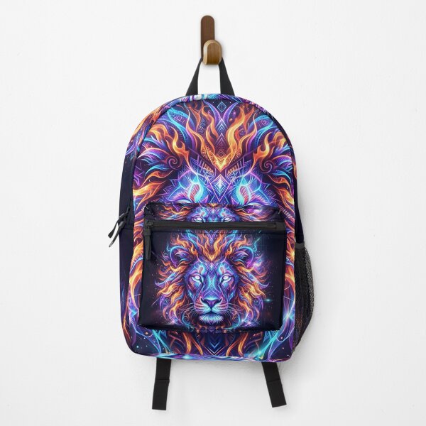Item preview, Neon Fantasy Lion Artwork with Colorful Glowing Mane designed and sold by Marcu Ioachim.