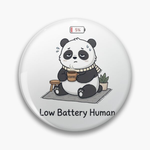 Item preview, Low Battery Human Cute Panda Coffee Design designed and sold by TheCosyCarriage.