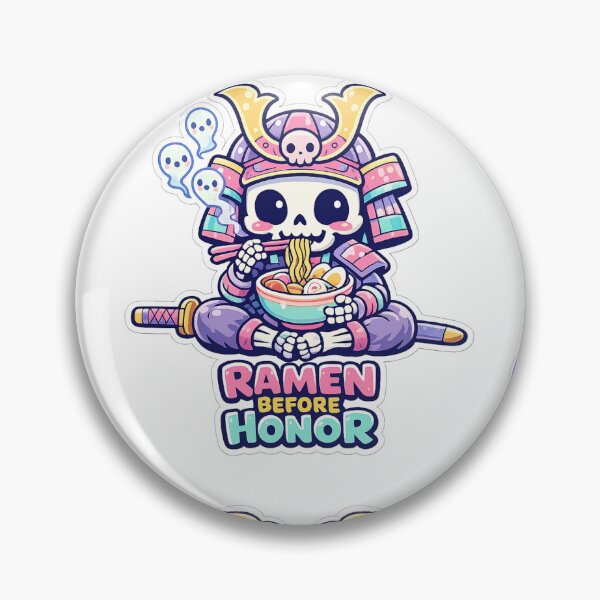 Item preview, Ramen Before Honor Kawaii Skeleton Samurai Noodle Lover Sticker designed and sold by Ecocrushstudio.
