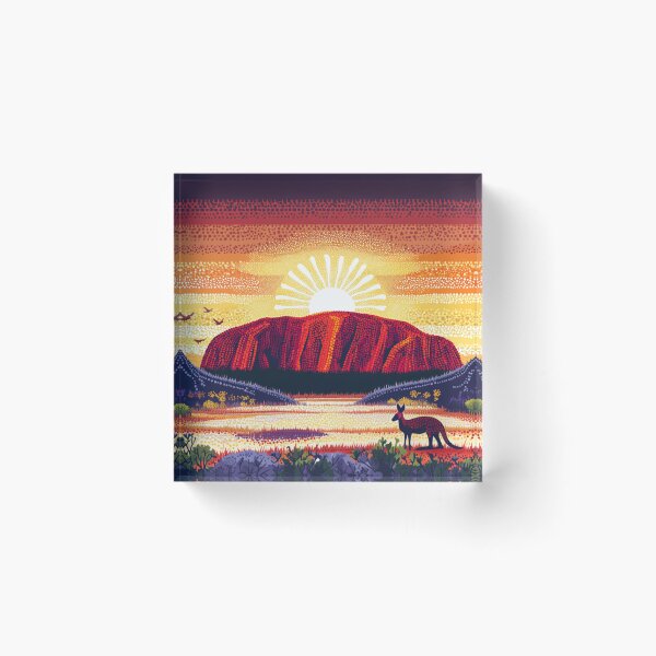 Item preview, Aboriginal Inspired Art - Ayers Rock Uluru Resort Sunrise designed and sold by GrinGalore.