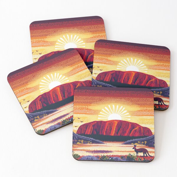 Item preview, Aboriginal Inspired Art - Ayers Rock Uluru Resort Sunrise designed and sold by GrinGalore.