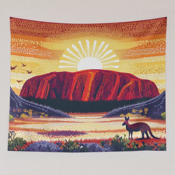 Item preview, Aboriginal Inspired Art - Ayers Rock Uluru Resort Sunrise designed and sold by GrinGalore.
