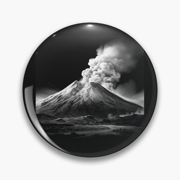 Item preview, Black and White Erupting Volcano Mountain Art designed and sold by inkoutninja.