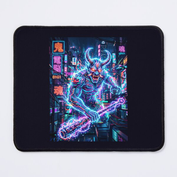 Item preview, Cyber Glitch Oni Demon Japanese Synthwave designed and sold by SplashTastic.