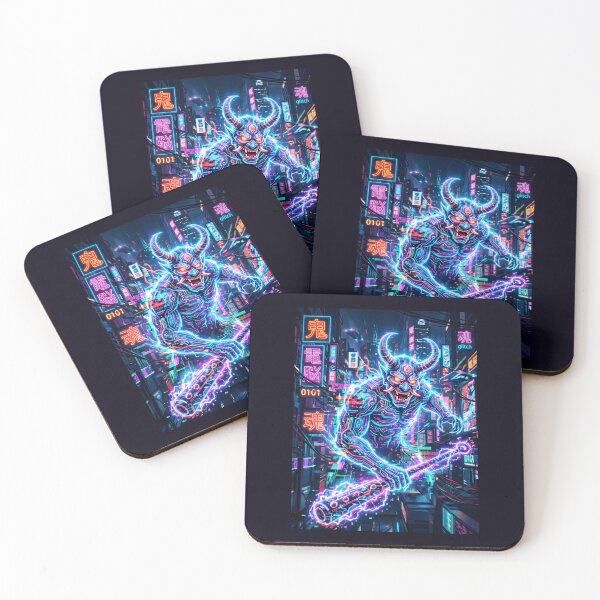 Item preview, Cyber Glitch Oni Demon Japanese Synthwave designed and sold by SplashTastic.