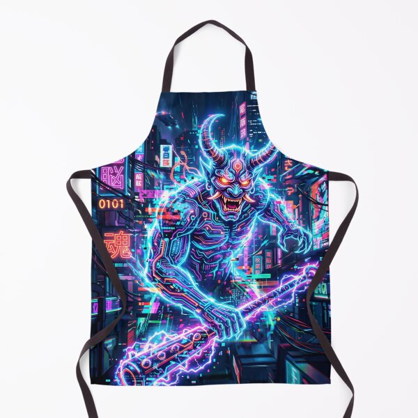 Item preview, Cyber Glitch Oni Demon Japanese Synthwave designed and sold by SplashTastic.
