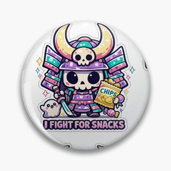 Item preview, I Fight For Snacks Kawaii Skeleton Samurai Cute Foodie Sticker designed and sold by Ecocrushstudio.
