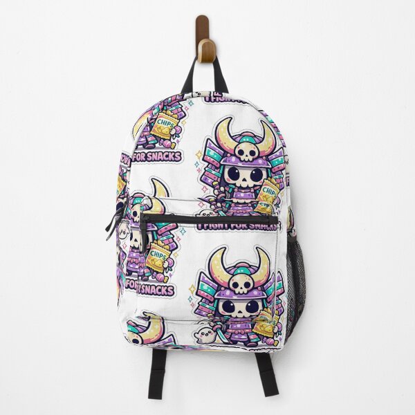 Item preview, I Fight For Snacks Kawaii Skeleton Samurai Cute Foodie Sticker designed and sold by Ecocrushstudio.