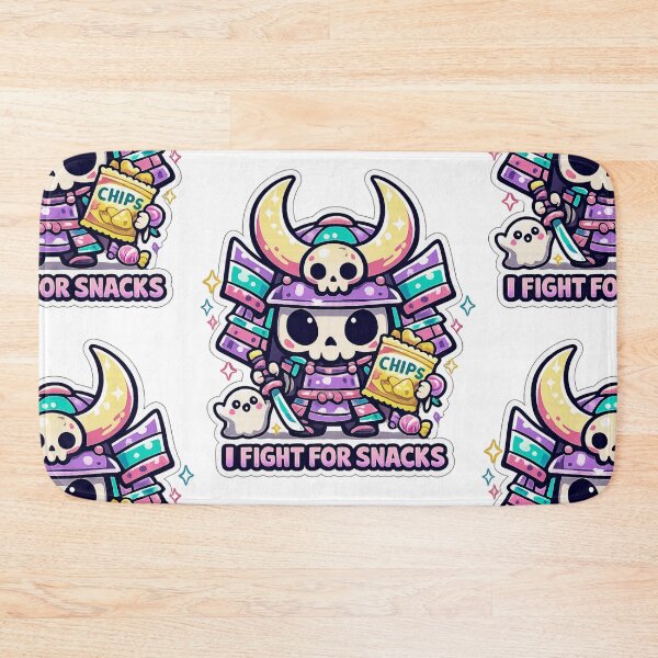 Item preview, I Fight For Snacks Kawaii Skeleton Samurai Cute Foodie Sticker designed and sold by Ecocrushstudio.