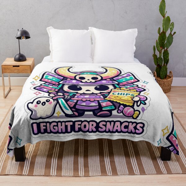 Item preview, I Fight For Snacks Kawaii Skeleton Samurai Cute Foodie Sticker designed and sold by Ecocrushstudio.