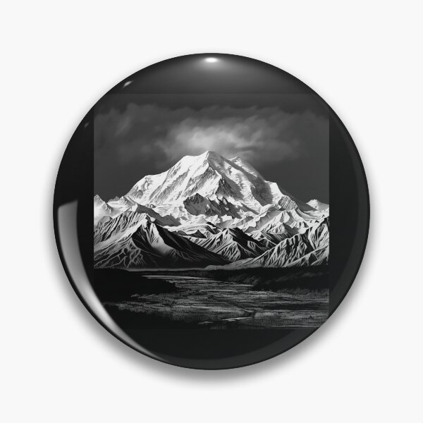 Item preview, Black and White Snowy Mountain Landscape Art designed and sold by inkoutninja.