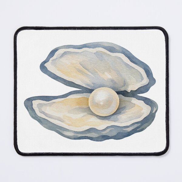 Item preview, Watercolor Oyster Shell with Pearl Coastal Illustration designed and sold by JackedUpArt.