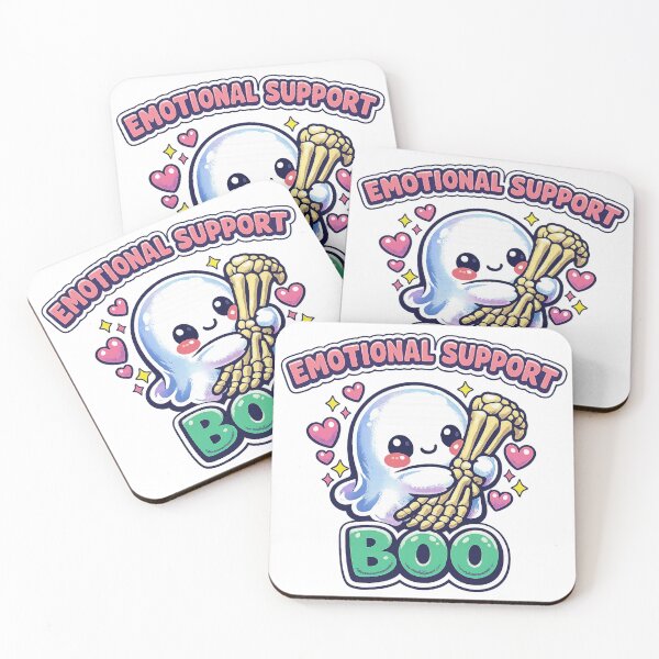 Item preview, Emotional Support Boo Cute Ghost Hugging Skeleton Arm Kawaii Sticker designed and sold by Ecocrushstudio.