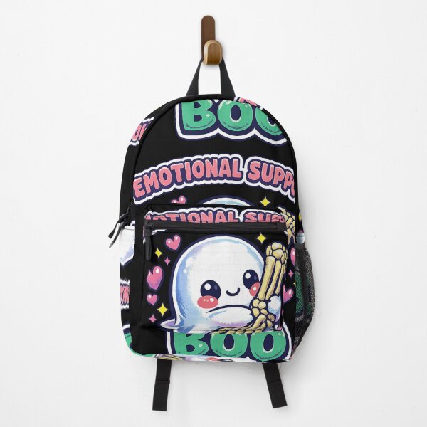 Item preview, Emotional Support Boo Cute Ghost Hugging Skeleton Arm Kawaii Sticker designed and sold by Ecocrushstudio.