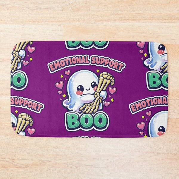 Item preview, Emotional Support Boo Cute Ghost Hugging Skeleton Arm Kawaii Sticker designed and sold by Ecocrushstudio.