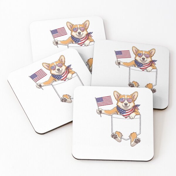 Item preview, Corgi Dog Pocket Patriotic American Flag 4th of July T-Shirt designed and sold by RKdrawings.