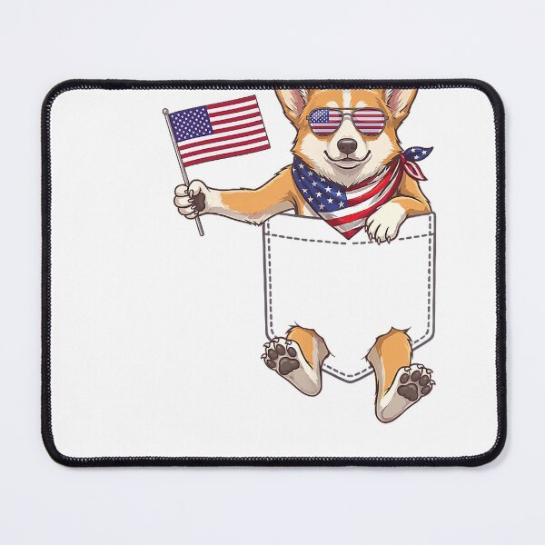 Item preview, Corgi Dog Pocket Patriotic American Flag 4th of July T-Shirt designed and sold by RKdrawings.