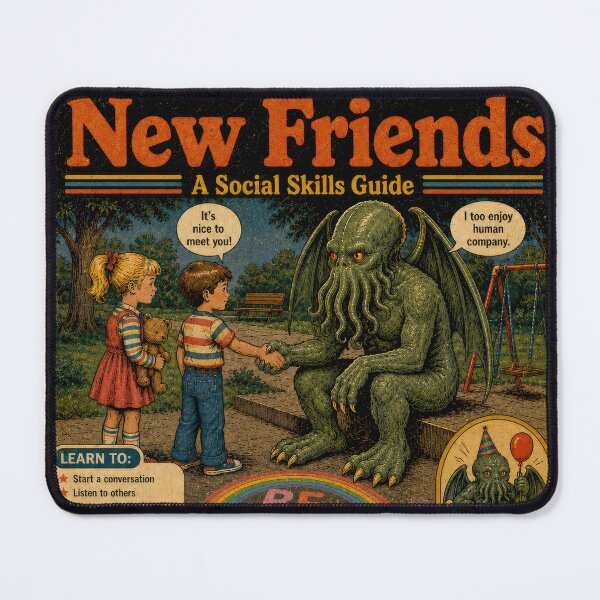 Item preview, How to Make New Friends – Retro Horror Social Skills Poster designed and sold by 4TinyPaws.