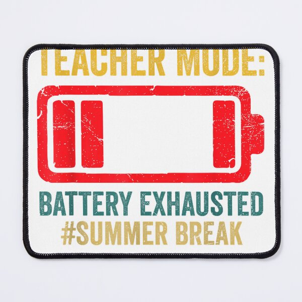 Item preview, Funny Teacher Mode Battery Exhausted Summer Break Retro T-Shirt designed and sold by RKdrawings.