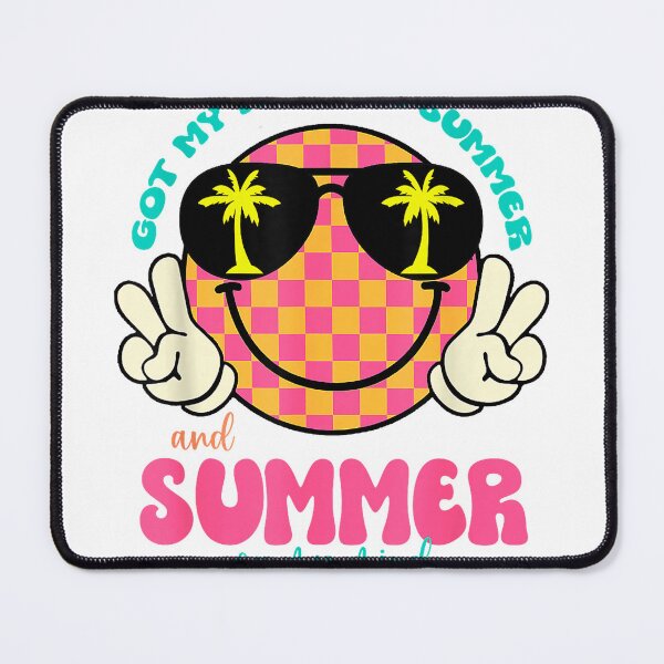 Item preview, Groovy Happy Face Summer Vibes Got My Mind On Summer Teacher T-Shirt designed and sold by RKdrawings.