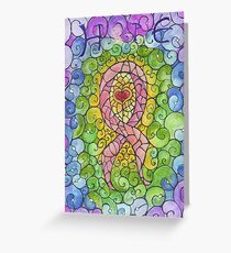 Breast Cancer Ribbon stained glass design Greeting Card