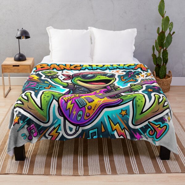 Item preview, BANGARANGA Rock Star Frog – Electric Guitar Cartoon Graffiti Art designed and sold by ArtsyExplorer.