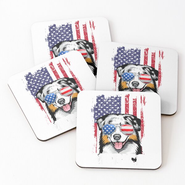Item preview, Australian Shepherd 4th of July Merica USA Flag Aussie Dog T-Shirt designed and sold by gidget-gadget.