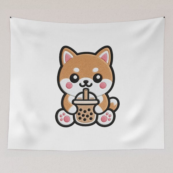 Item preview, Cute Kawaii Dog Drinking Bubble Tea designed and sold by IYI.