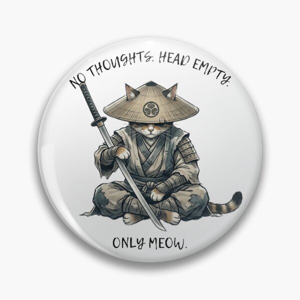 Item preview, Funny Samurai Cat Gift No Thoughts Head Empty Only Meow  Japanese Cat Lover Shirt Anime Cat Gift designed and sold by Dev Mode.