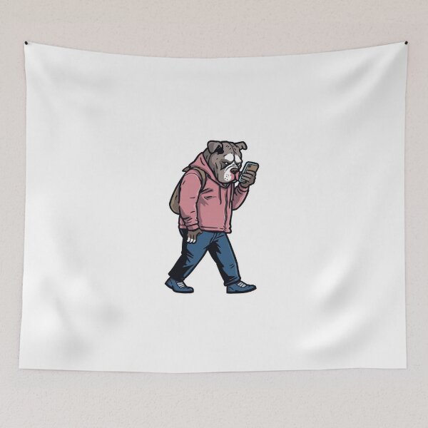Item preview, Bulldog Streetwear Shirt Funny Dog Walking Phone Urban Dog Lover Cool Dog Art Tee designed and sold by Sky-bully.