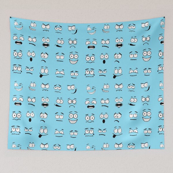 Item preview, Funny Cartoon Faces Pattern - Cute Emoji Expression Doodle Art designed and sold by Rangmanch.