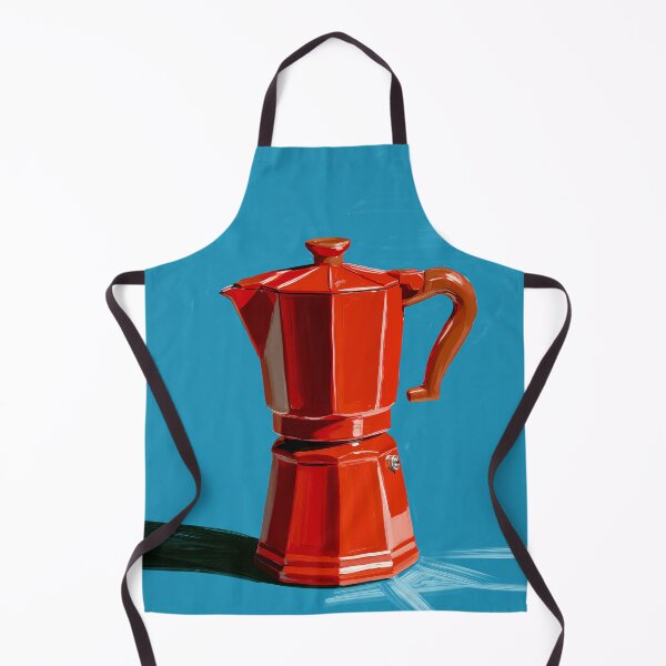 Item preview, Retro Red Moka Pot  – Bold Italian Coffee Maker Illustration on Blue Background designed and sold by junkydotcom.