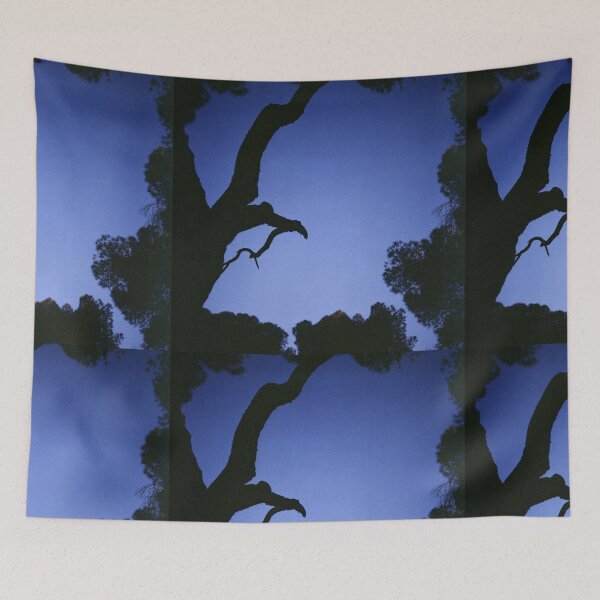Item preview, Tree branches in silhouette against blue dusk sky  square medium format film analogue photographs designed and sold by edwardolive.
