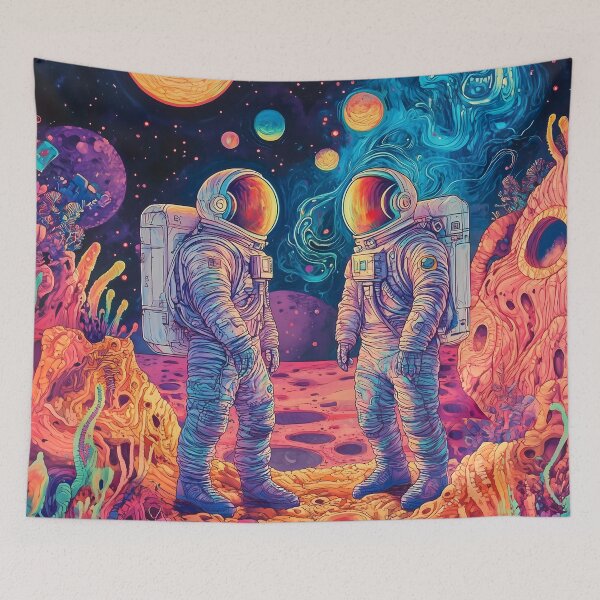 Item preview, Psychedelic Astronauts Exploring Vibrant Alien World designed and sold by LuminousFoundry.