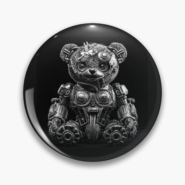 Item preview, Black and White Steampunk Robot Teddy Bear designed and sold by inkoutninja.