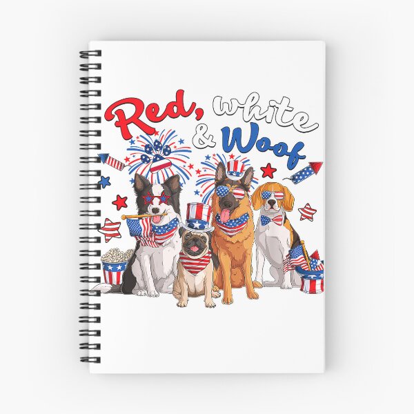 Artikelvorschau, Lustiges patriotisches Hunde-T-Shirt in Rot, Weiß und Woof zum 4. Juli für Damen und Herren entworfen und verkauft von gidget-gadget.