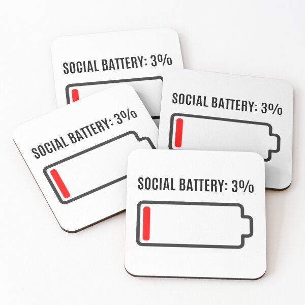 Item preview, Social Battery 3% Introvert Humor designed and sold by ConsolAssoc Creative Studio.