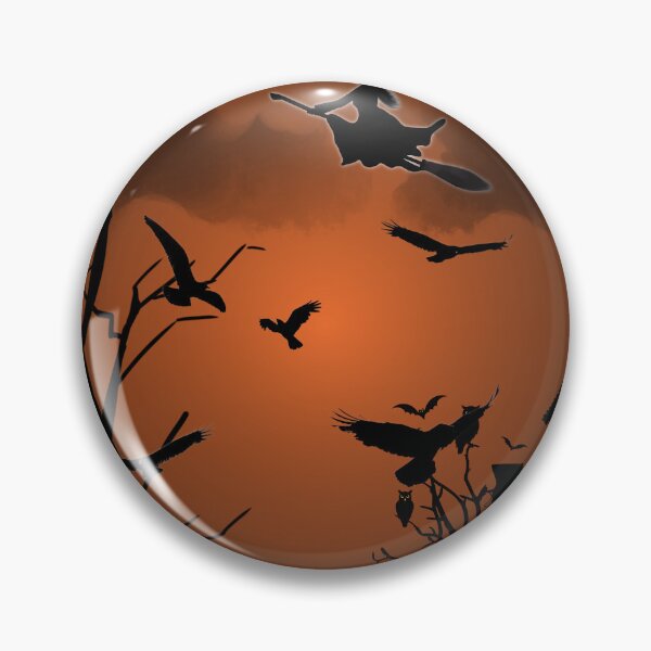 Item preview, Vintage Orange Spooky Season Halloween Silhouette Art Print designed and sold by ruchikadesigns.